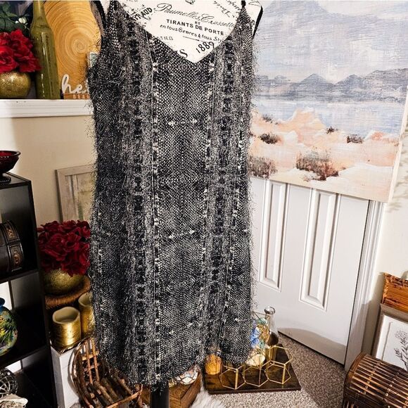 New Guess Fuzzy Goldie Sexy A- Line Slip Dress. - Picture 2 of 15